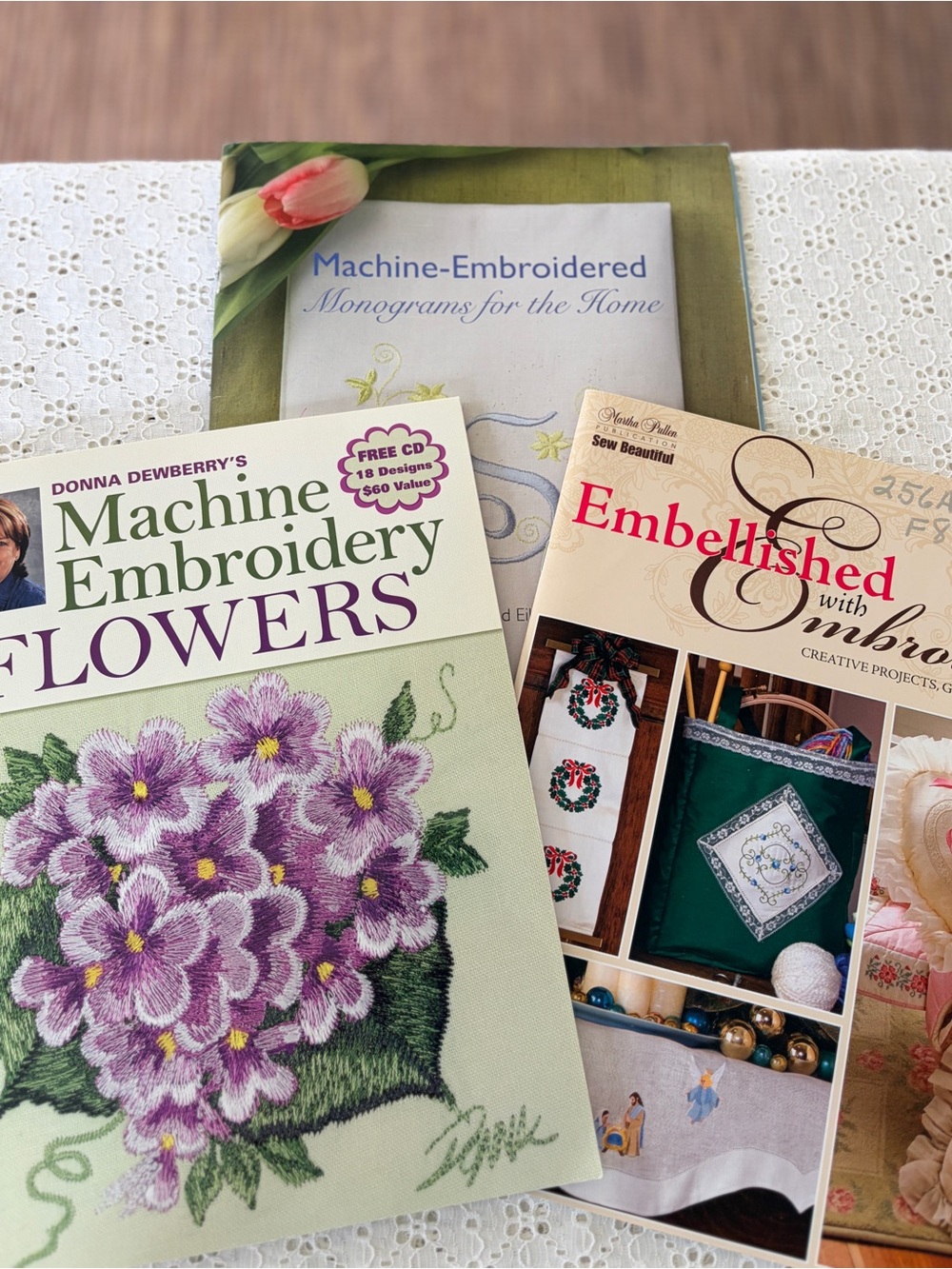 3 Machine Embroidery Design Books Donna Dewberry Monogram Embellished 2006 2009